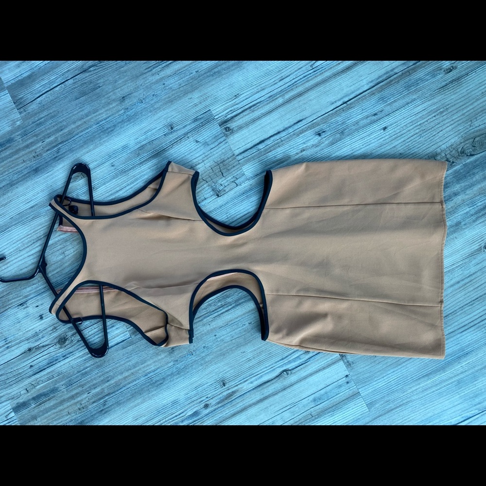 NBD Side Cutout Dress Tan/Black